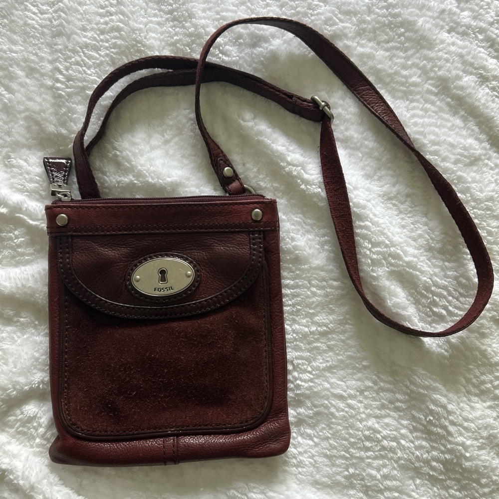 Fossil Maroon Leather Handbag